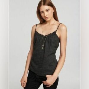 Eileen Fisher Cotton Tencel Frayed Trim Tank Top Small